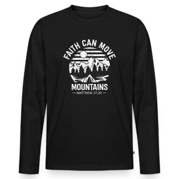 Christian Faith Can Move Mountains Jesus Christ - Männer Premium Bio Langarmshirt - Schwarz - Vorne - Nico (187cm)