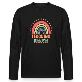 Teaching Is My Jam School Teacher Appreciation - Men's Premium Organic Long Sleeve Shirt - black - Front - Nico (187cm)
