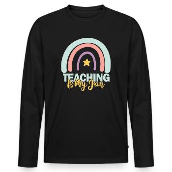 Teaching Is My Jam School Teacher Appreciation - Men's Premium Organic Long Sleeve Shirt - black - Front - Nico (187cm)