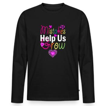 Mistakes Help Us Grow Back To School Motivational - Men's Premium Organic Long Sleeve Shirt - black - Front - Nico (187cm)