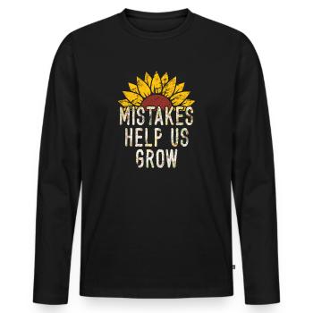 Mistakes Help Us Grow Back To School Motivational - Men's Premium Organic Long Sleeve Shirt - black - Front - Nico (187cm)