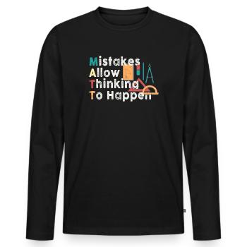 Mistakes Allow Thinking To Happen School Math - Men's Premium Organic Long Sleeve Shirt - black - Front - Nico (187cm)
