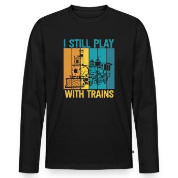 I Still Play With Trains Locomotive Engine Drivers - Männer Premium Bio Langarmshirt - Schwarz - Vorne - Nico (187cm)