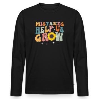 Mistakes Help Us Grow Back To School Motivational - Men's Premium Organic Long Sleeve Shirt - black - Front - Nico (187cm)