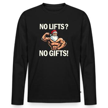 No Lifts No Gifts Christmas Gym Ugly Santa - Männer Premium Bio Langarmshirt - Schwarz - Vorne - Nico (187cm)