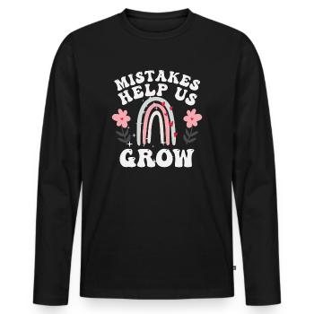 Mistakes Help Us Grow Back To School Motivational - Men's Premium Organic Long Sleeve Shirt - black - Front - Nico (187cm)