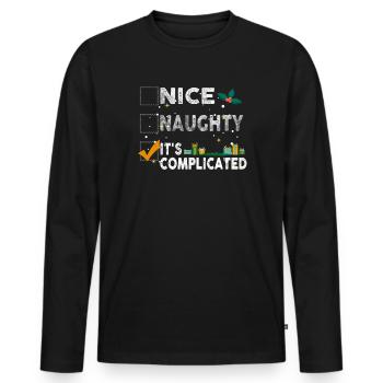 Nice Naughty C’est compliqué Liste de Noël Père Noël - T-shirt manches longues Premium bio Homme - noir - Devant - Nico (187cm)