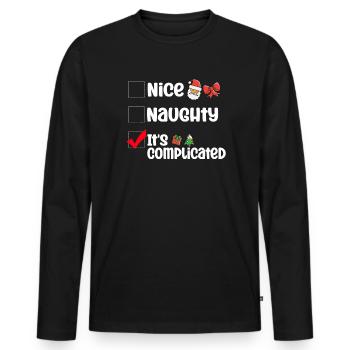 Nice Naughty C’est compliqué Liste de Noël Père Noël - T-shirt manches longues Premium bio Homme - noir - Devant - Nico (187cm)