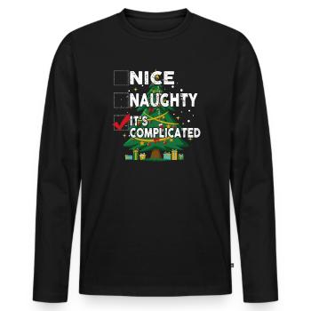 Nice Naughty C’est compliqué Liste de Noël Père Noël - T-shirt manches longues Premium bio Homme - noir - Devant - Nico (187cm)