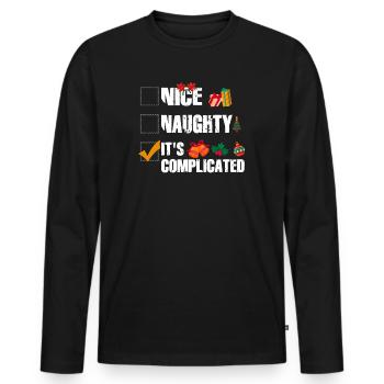 Nice Naughty C’est compliqué Liste de Noël Père Noël - T-shirt manches longues Premium bio Homme - noir - Devant - Nico (187cm)