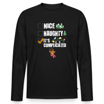 Nice Naughty C’est compliqué Liste de Noël Père Noël - T-shirt manches longues Premium bio Homme - noir - Devant - Nico (187cm)