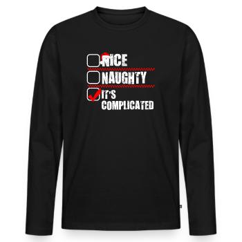 Nice Naughty C’est compliqué Liste de Noël Père Noël - T-shirt manches longues Premium bio Homme - noir - Devant - Nico (187cm)