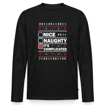 Nice Naughty C’est compliqué Liste de Noël Père Noël - T-shirt manches longues Premium bio Homme - noir - Devant - Nico (187cm)