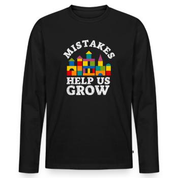 Mistakes Help Us Grow Back To School Motivational - Men's Premium Organic Long Sleeve Shirt - black - Front - Nico (187cm)
