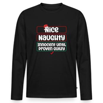Nice Naughty Innocent Until Proven Guilty - Männer Premium Bio Langarmshirt - Schwarz - Vorne - Nico (187cm)