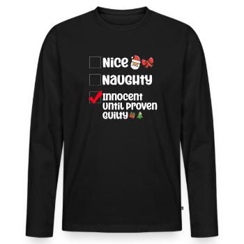 Nice Naughty Innocent Until Proven Guilty - Männer Premium Bio Langarmshirt - Schwarz - Vorne - Nico (187cm)