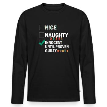 Nice Naughty Innocent Until Proven Guilty - Männer Premium Bio Langarmshirt - Schwarz - Vorne - Nico (187cm)