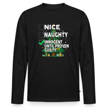 Nice Naughty Innocent Until Proven Guilty - Männer Premium Bio Langarmshirt - Schwarz - Vorne - Nico (187cm)