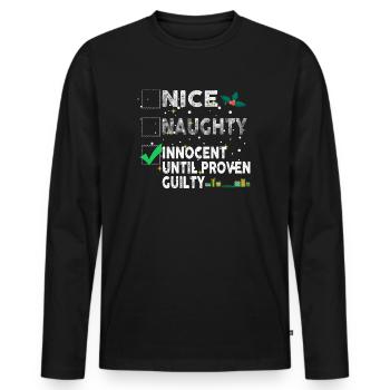 Nice Naughty Innocent Until Proven Guilty - Männer Premium Bio Langarmshirt - Schwarz - Vorne - Nico (187cm)