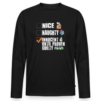 Nice Naughty Innocent Until Proven Guilty - Männer Premium Bio Langarmshirt - Schwarz - Vorne - Nico (187cm)