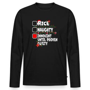 Nice Naughty Innocent Until Proven Guilty - Männer Premium Bio Langarmshirt - Schwarz - Vorne - Nico (187cm)
