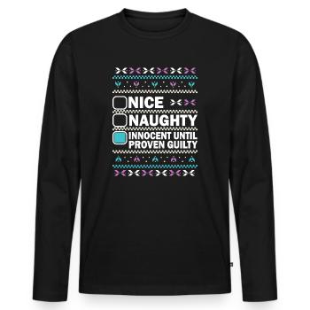 Nice Naughty Innocent Until Proven Guilty - Männer Premium Bio Langarmshirt - Schwarz - Vorne - Nico (187cm)