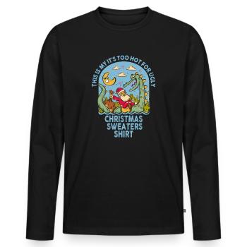 C’est mon pull de Noël il fait trop chaud pour un vilain - T-shirt manches longues Premium bio Homme - noir - Devant - Nico (187cm)