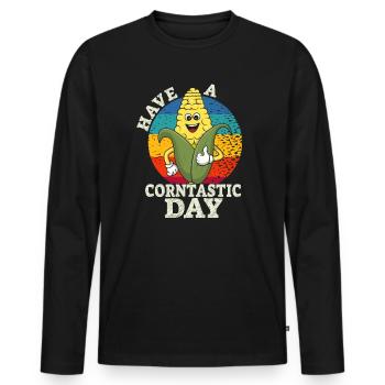 Passez une journée cornastique - T-shirt manches longues Premium bio Homme - noir - Devant - Nico (187cm)