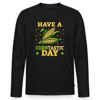 Passez une journée cornastique - T-shirt manches longues Premium bio Homme - noir - Devant - Nico (187cm)