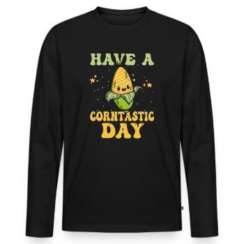 Passez une journée cornastique - T-shirt manches longues Premium bio Homme - noir - Devant - Nico (187cm)