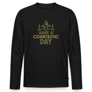 Passez une journée cornastique - T-shirt manches longues Premium bio Homme - noir - Devant - Nico (187cm)