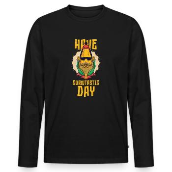Passez une journée cornastique - T-shirt manches longues Premium bio Homme - noir - Devant - Nico (187cm)