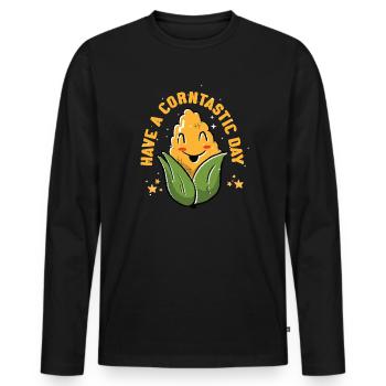 Passez une journée cornastique - T-shirt manches longues Premium bio Homme - noir - Devant - Nico (187cm)