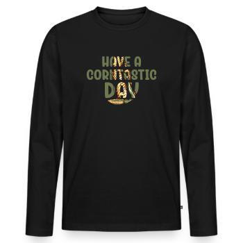Passez une journée cornastique - T-shirt manches longues Premium bio Homme - noir - Devant - Nico (187cm)