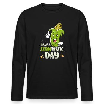 Passez une journée cornastique - T-shirt manches longues Premium bio Homme - noir - Devant - Nico (187cm)
