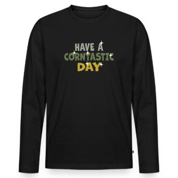 Passez une journée cornastique - T-shirt manches longues Premium bio Homme - noir - Devant - Nico (187cm)