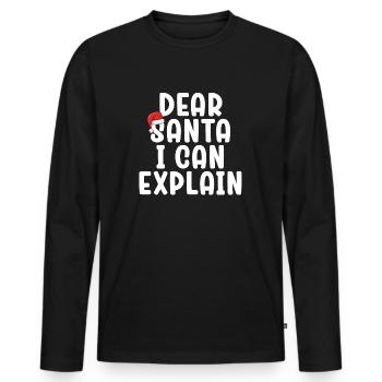 Dear Santa I Can Explain - Männer Premium Bio Langarmshirt - Schwarz - Vorne - Nico (187cm)
