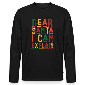 Dear Santa I Can Explain - Männer Premium Bio Langarmshirt - Schwarz - Vorne - Nico (187cm)