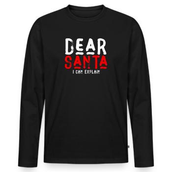 Dear Santa I Can Explain - Männer Premium Bio Langarmshirt - Schwarz - Vorne - Nico (187cm)