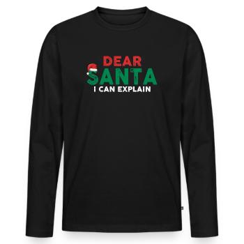 Dear Santa I Can Explain - Männer Premium Bio Langarmshirt - Schwarz - Vorne - Nico (187cm)