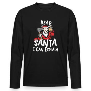 Dear Santa I Can Explain - Männer Premium Bio Langarmshirt - Schwarz - Vorne - Nico (187cm)
