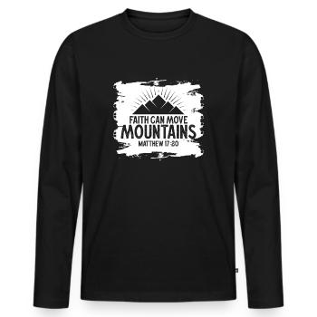 Christian Faith Can Move Mountains Jesus Christ - Men's Premium Organic Long Sleeve Shirt - black - Front - Nico (187cm)