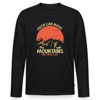 Christian Faith Can Move Mountains Jesus Christ - Männer Premium Bio Langarmshirt - Schwarz - Vorne - Nico (187cm)