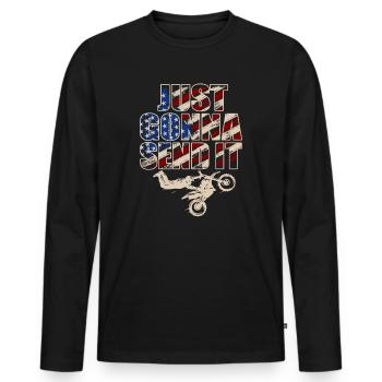 Just Gonna Send It American Flag Motocross - Männer Premium Bio Langarmshirt - Schwarz - Vorne - Nico (187cm)