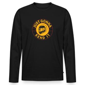 Just Gonna Send It American Flag Motocross - Männer Premium Bio Langarmshirt - Schwarz - Vorne - Nico (187cm)