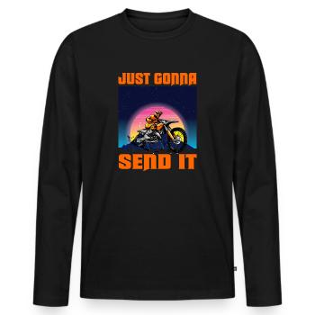 Just Gonna Send It American Flag Motocross - Männer Premium Bio Langarmshirt - Schwarz - Vorne - Nico (187cm)