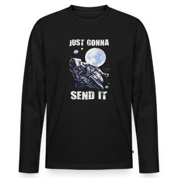 Just Gonna Send It American Flag Motocross - Männer Premium Bio Langarmshirt - Schwarz - Vorne - Nico (187cm)