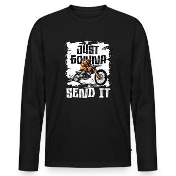 Just Gonna Send It American Flag Motocross - Männer Premium Bio Langarmshirt - Schwarz - Vorne - Nico (187cm)