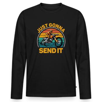 Just Gonna Send It American Flag Motocross - Männer Premium Bio Langarmshirt - Schwarz - Vorne - Nico (187cm)