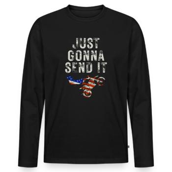Just Gonna Send It American Flag Motocross - Männer Premium Bio Langarmshirt - Schwarz - Vorne - Nico (187cm)